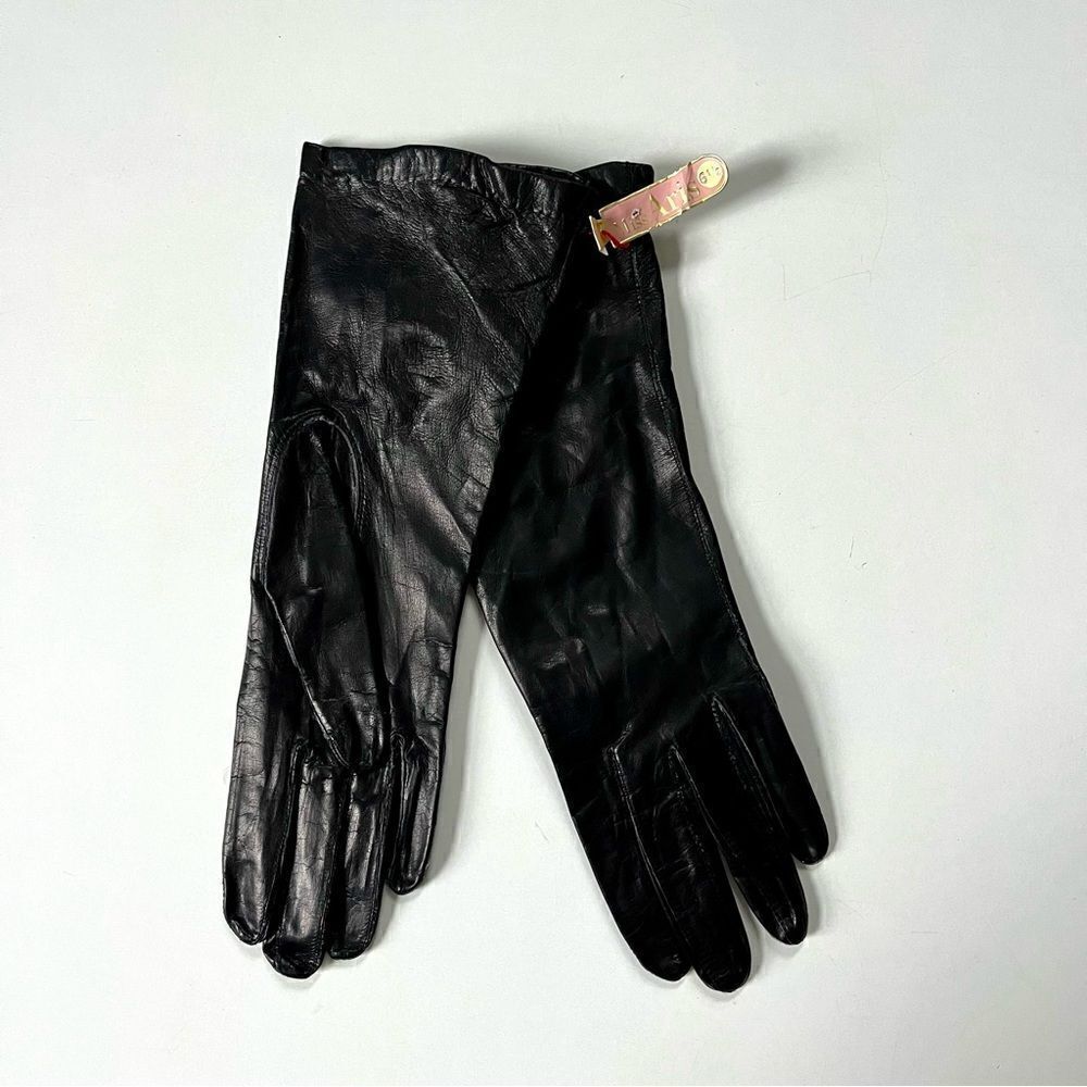 Miss Aris NWT Vintage Silk Lined Black Leather Gloves 6.5